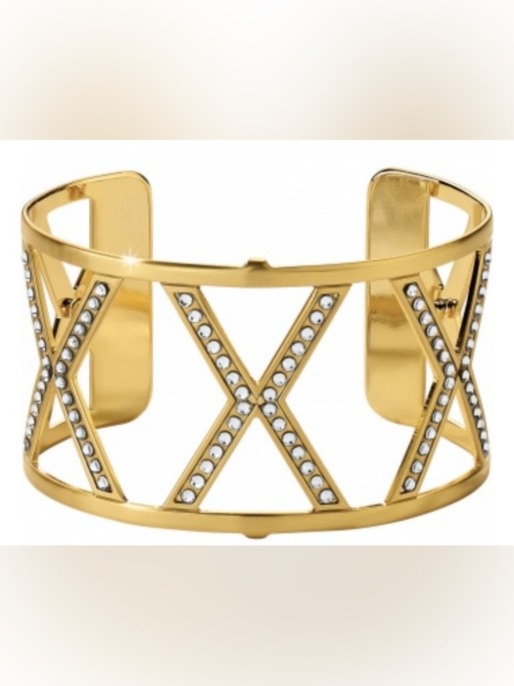 Christo Ganges Brighton gold wide cuff bracelet rhinestones discontinued gems